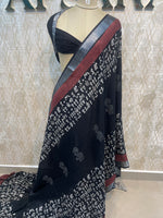 Black Batik Print Lenin Saree 67