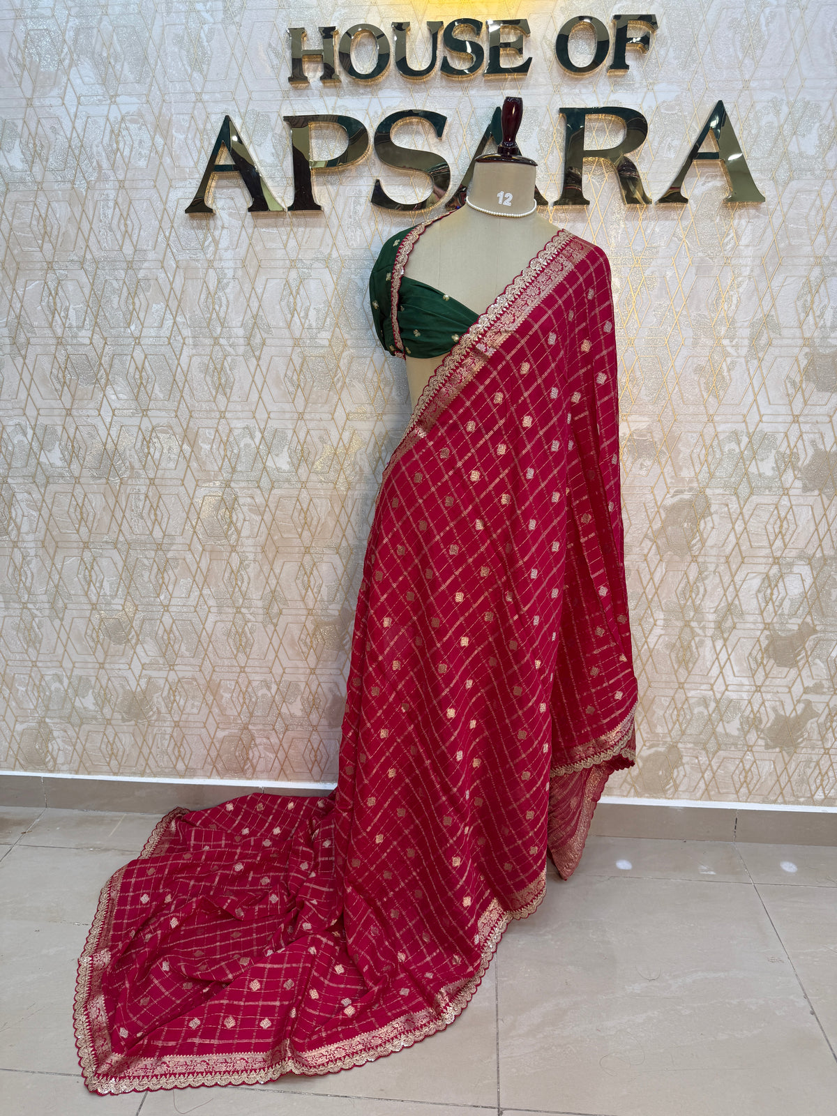 Pink Wrinkle Chiffon Saree Traditional Concept