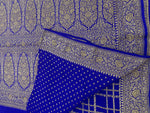 Royal Blue Pure Khadi Banarasi Crepe Saree Self 06