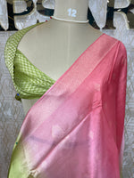 Pink n Green Semi Tussur Kora Dual Shade Saree 36