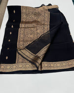 Black Pure Kora Designer saree 02