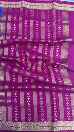 Royal Blue Big Butta Pure Mysore Silk Crepe Saree 01