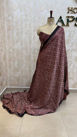 Maroon Pure Modal Silk Ajrak Print Saree 05