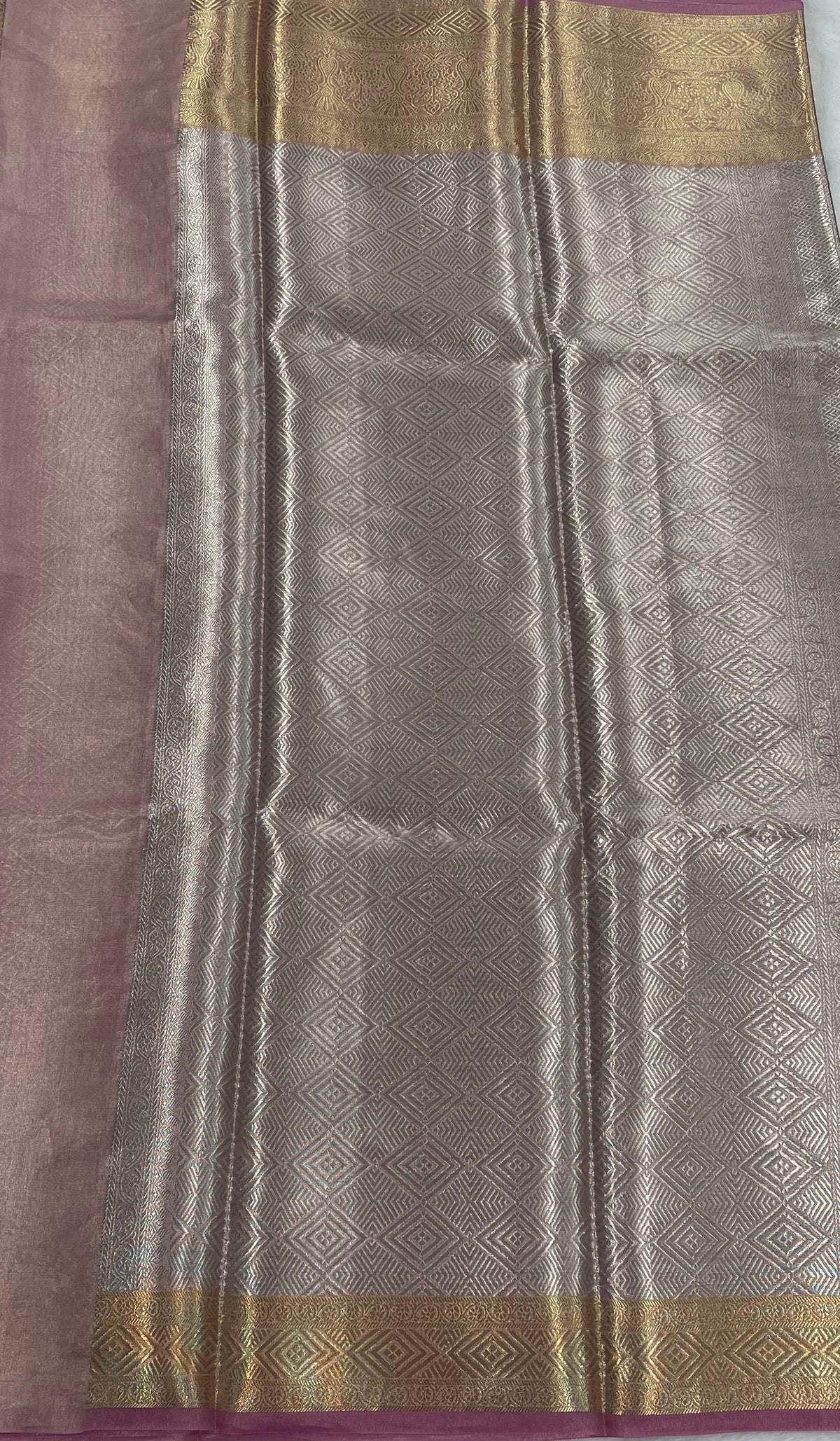 Gold n Pink Pure Tissue Brocade Saree 11