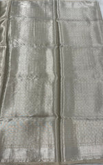Gold n Grey Pure Tissue Brocade Saree 11