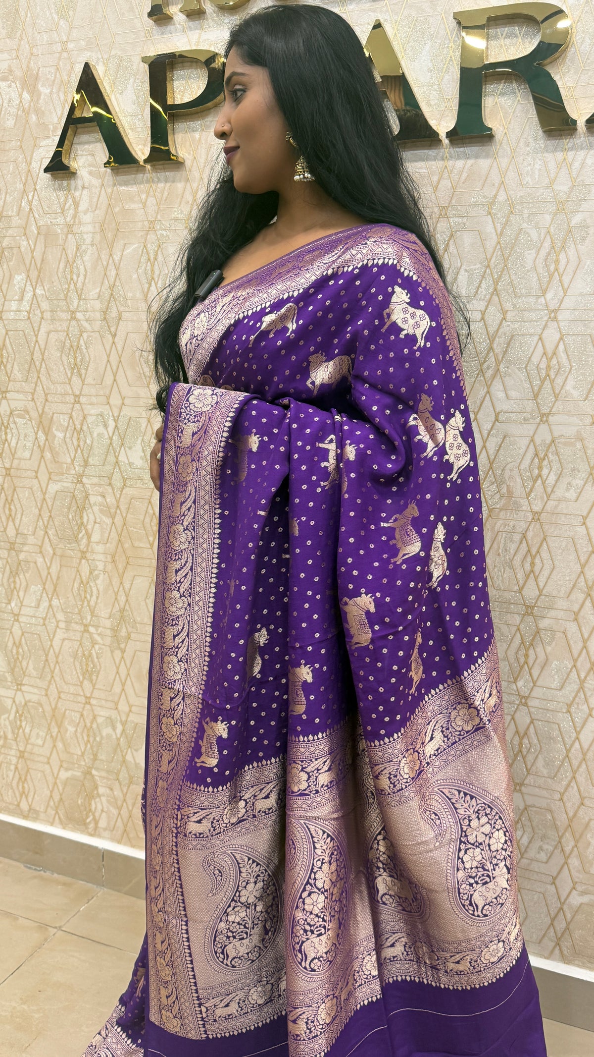 Purple Banarasi Tussur Crepe Saree 36