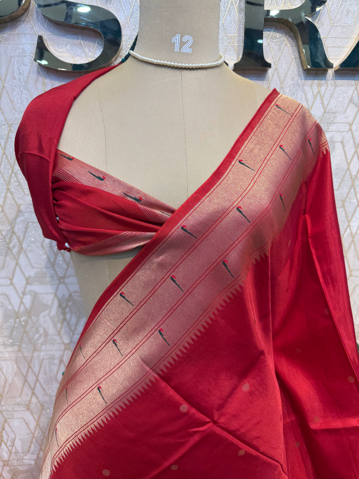 Red Crepe Silk Paithani Saree 205
