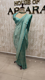 Teal Blue Banarasi Soft Tissue Saree 30