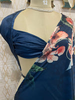 Navy Blue Digital Print Satin Saree 41