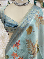Green Kanchivaram Tissue Floral Print Saree 35