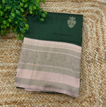 Bottle Green n Cream Semi Silk Saree 42