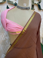 Brown n Pink Mul Cotton Saree 101