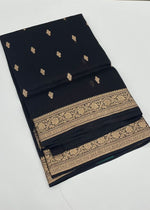 Black Pure Kora Designer saree 02