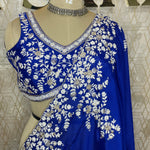 Blue Handwork Stitched Blouse Designer Party Saree 55