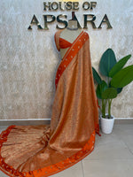 Orange Chinon Brocade Saree 106