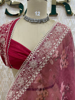 Pink Soft Organza Embroidery Saree 49
