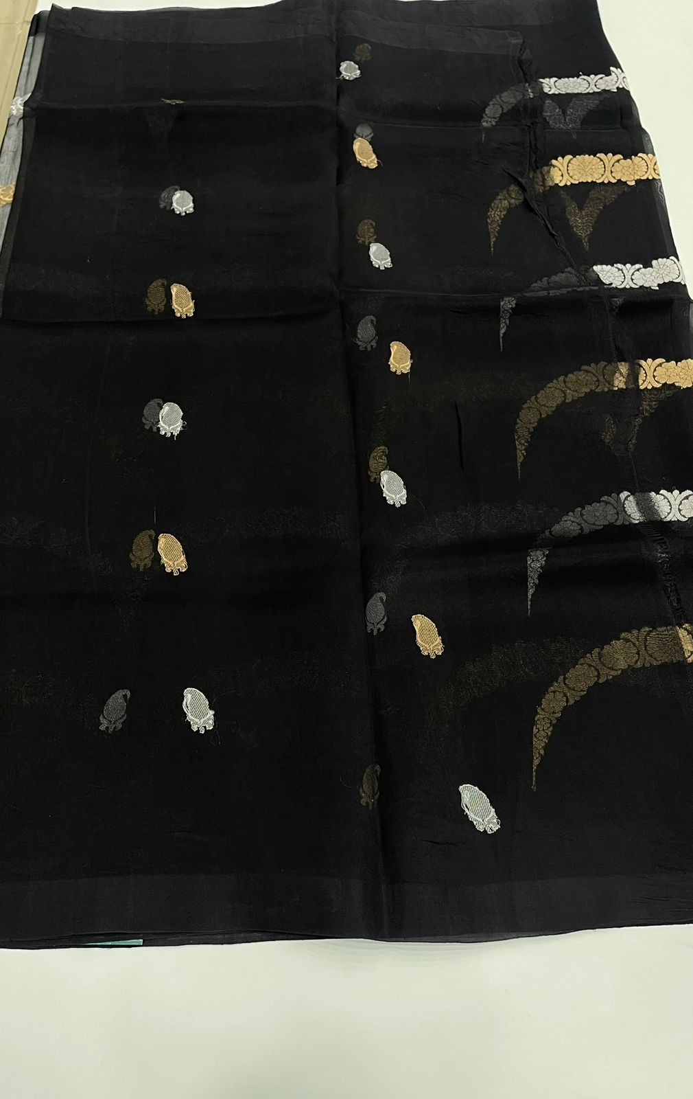 Black Pure Kora Designer saree 02