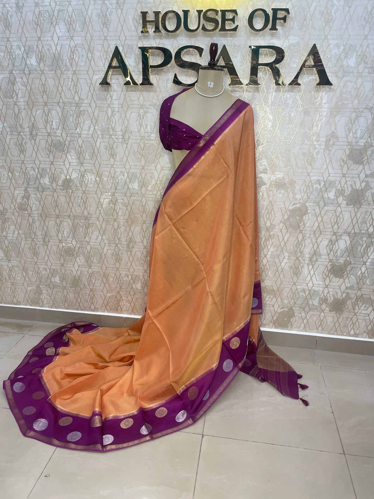 Orange n Wine Tussur Saree 36