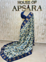 Navy Blue Tussur Digital Print Saree 71