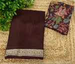 Brown Semi Crepe Saree 34