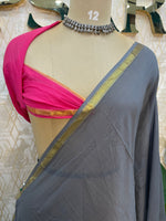Grey n Pink Mul Cotton Saree 101