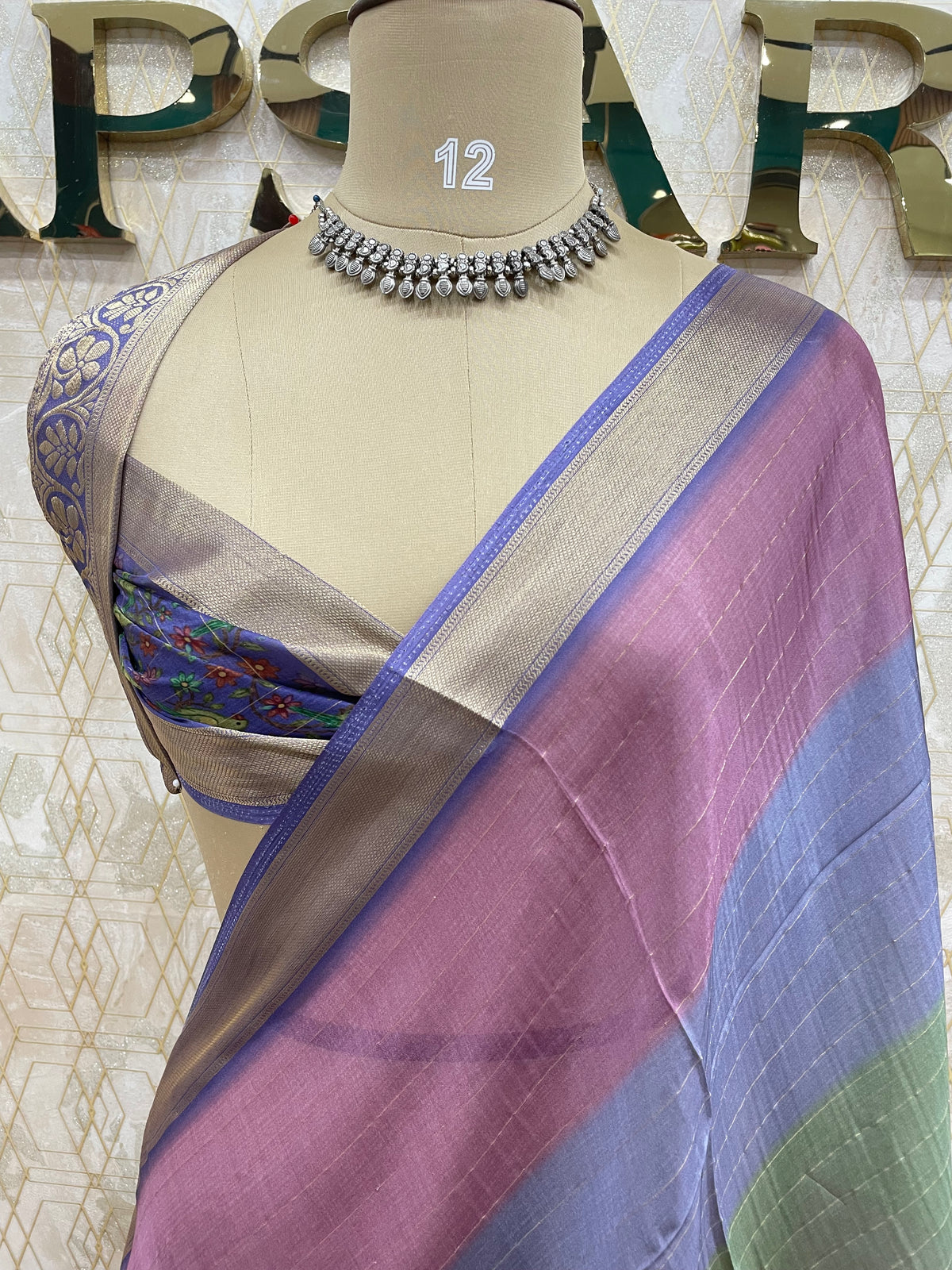 Blue Bombay Crepe Silk Saree 47
