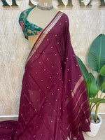 Maroon Semi Silk Saree 105