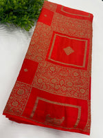 Orange Pure Banarasi Crepe Self Saree 03
