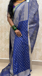 Navy Blue Meenakari Khadi Georgette Saree 26
