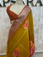 Yellow Dola Crepe Digital Print Saree 25