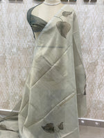 Grey n Green Tissue Floral Print Saree 35