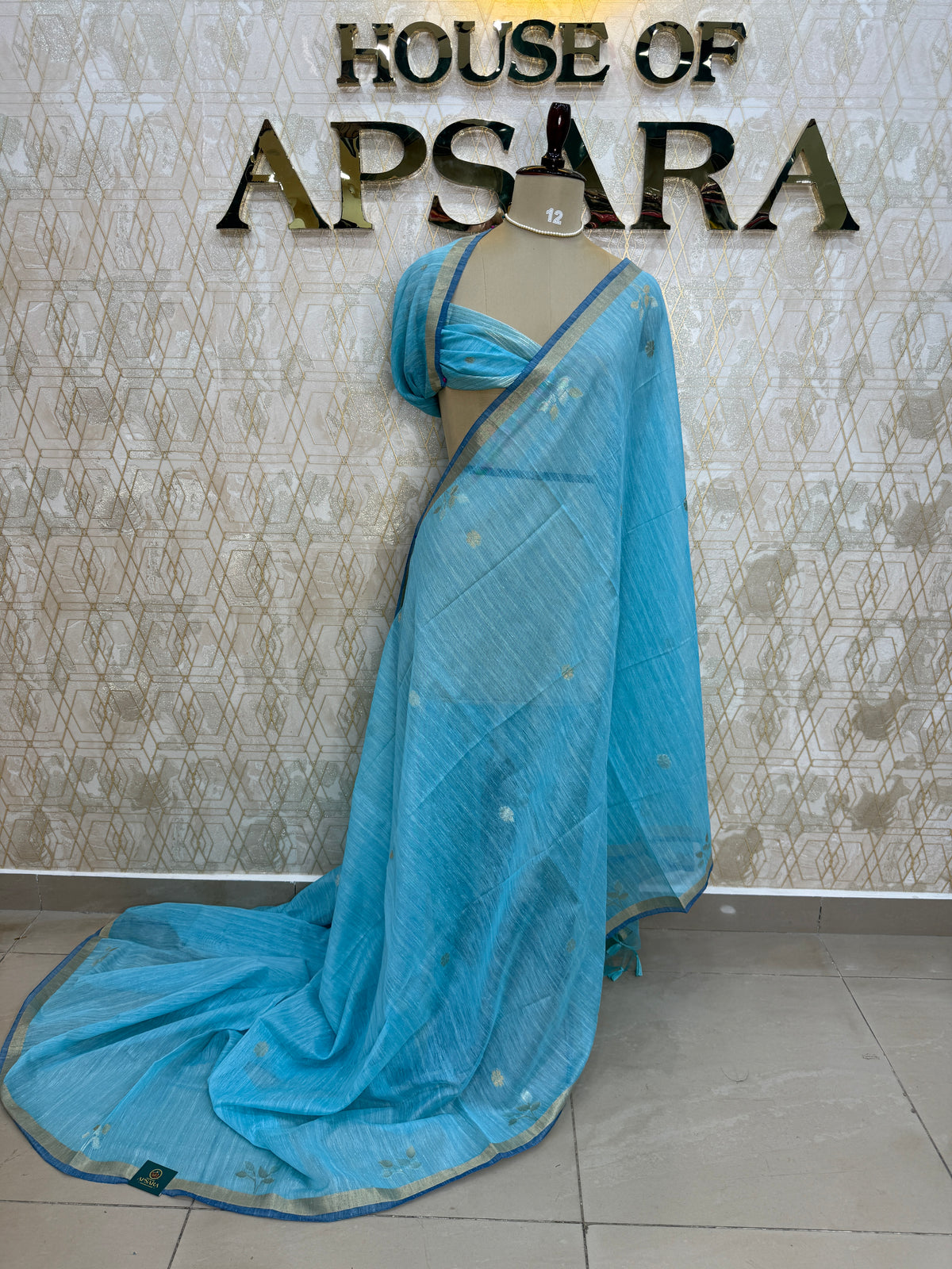 Blue Jute Lenin Saree 68