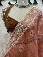 Orange Soft Organza Embroidery Saree 49