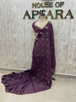 Dark Wine Banarasi Raw Mango Silk Saree 32