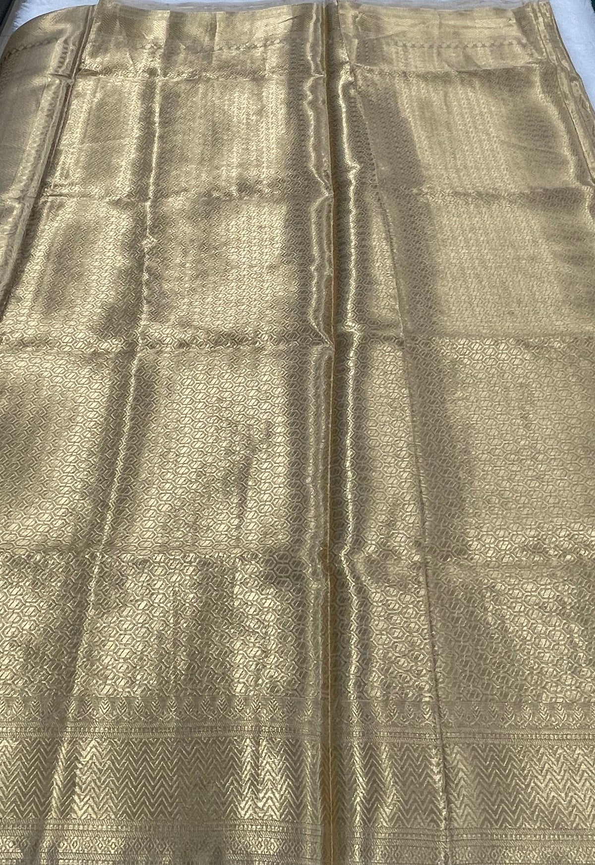 Gold Pure Tissue Brocade Saree 11