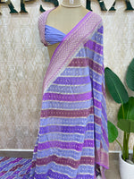 Purple n Blue Dual Shade Pure Khadi Rangkart Georgette Saree 04