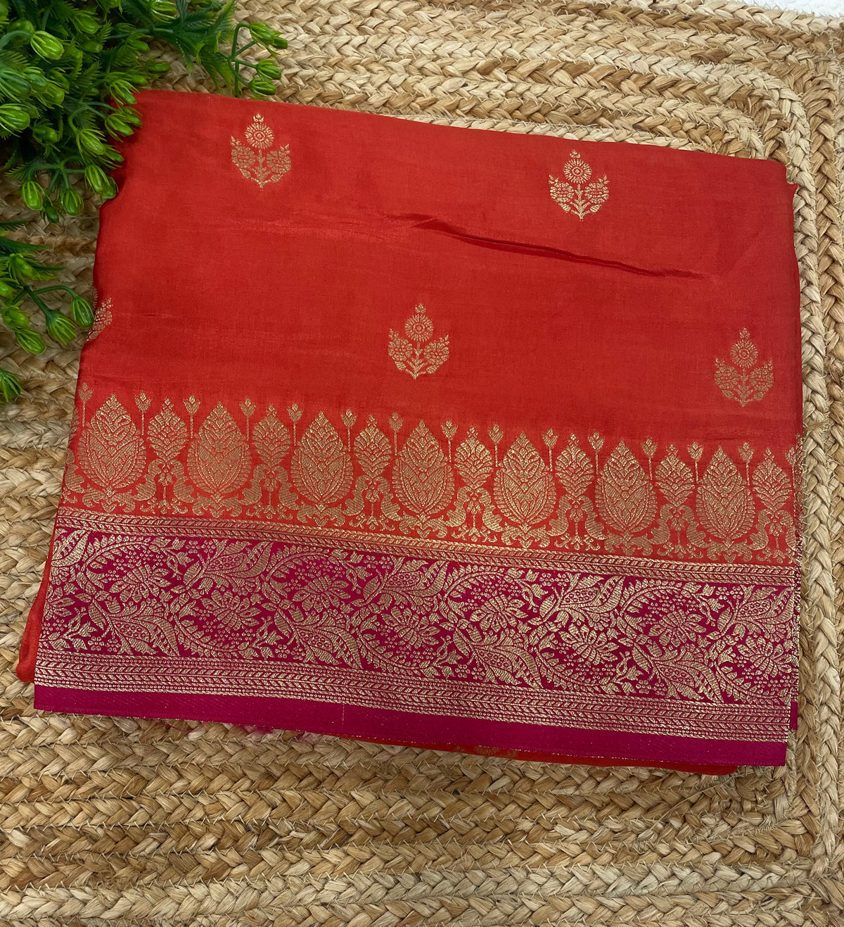 Orange n Pink Semi Silk Saree 25