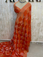 Orange Chiniya Crepe Saree 29