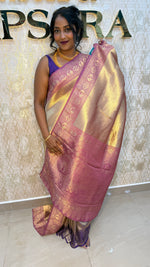 Gold n Pink Soft Tissue Saree 11