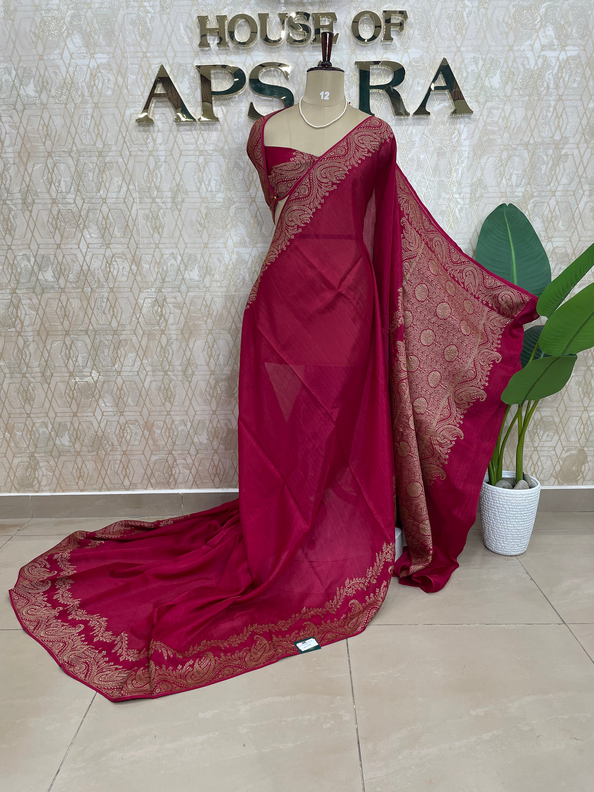 Pink Banarasi Tussar Georgette Saree 308