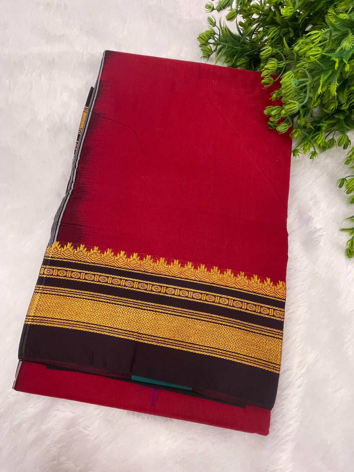 Red n Black Cotton Silk Ilkal Saree 10