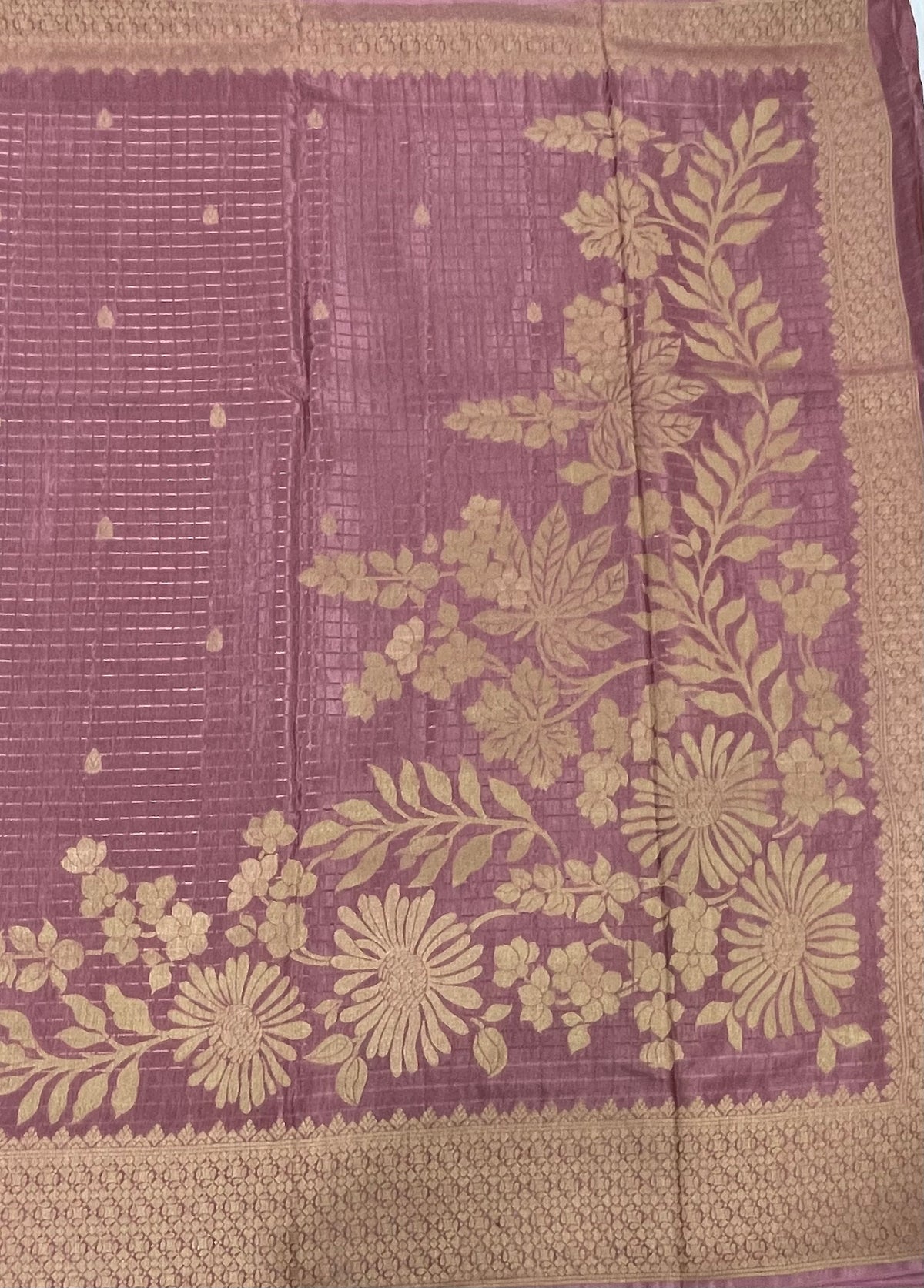 Onion Pink Banarasi Raw Silk Saree 32