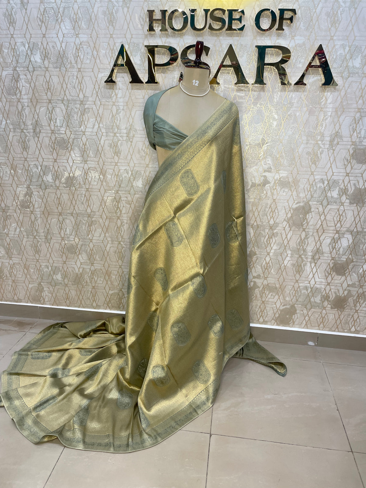 Gold n Grey Soft Tissue Saree 11