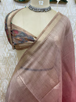 Brown n Pink Raw Silk Saree 51