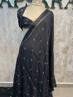 Black Chinnon Crepe Saree 44