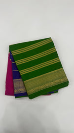 Pink 3D Stripes Pure Mysore Silk Crape Saree 01