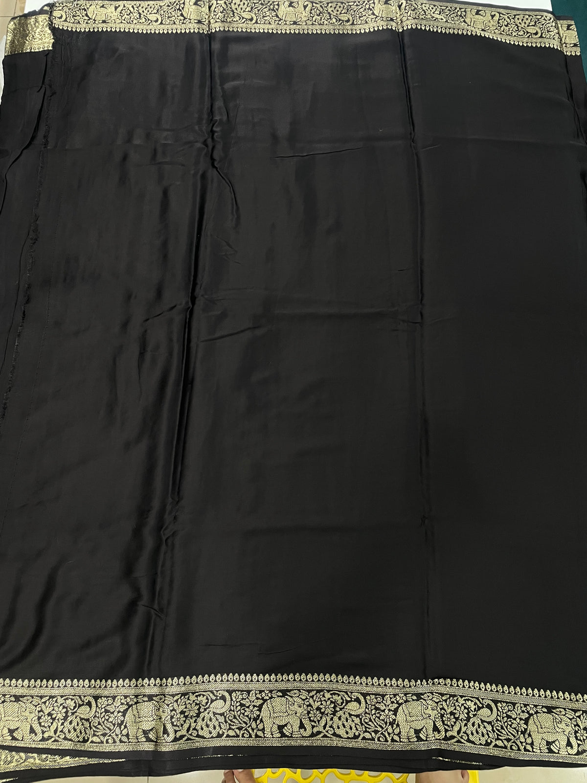 Black Satin Mashru Silk Saree 07