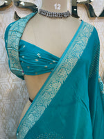 Blue Chinnon Crepe Saree 209