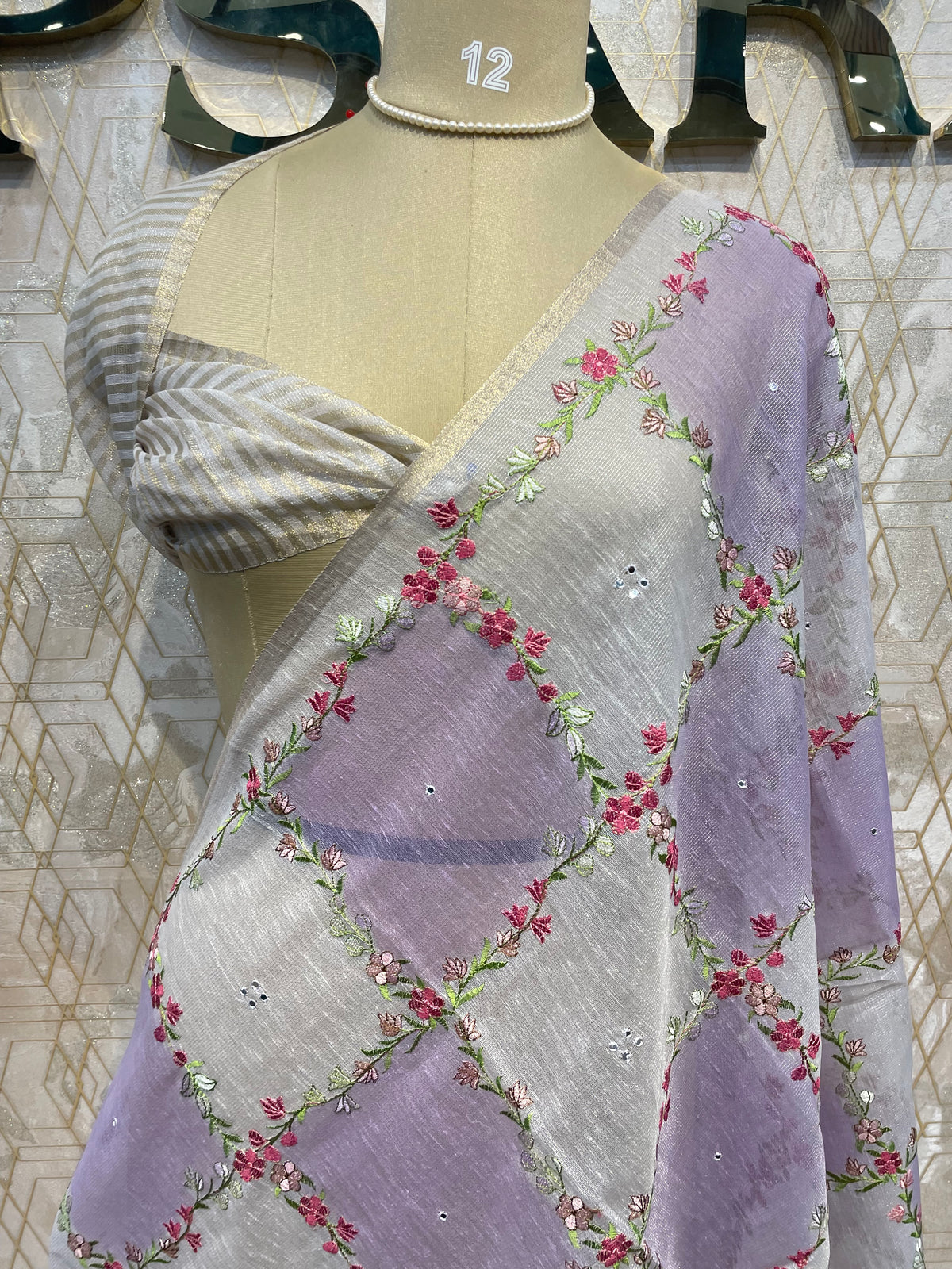 Purple Soft Tissue Embroidery Saree 64