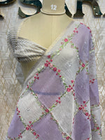 Purple Soft Tissue Embroidery Saree 64